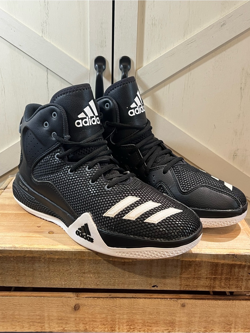 adidas Black and White High-Top Basketball Shoes